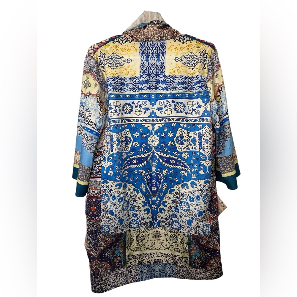 Misslook Vibrant Patchwork Kimono Open Front Nwot - image 2